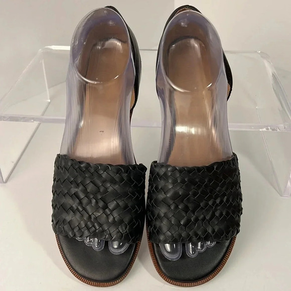 Madewell The Kinsley D'Orsay Flat in Woven Leather Open Round Toe Size 7.5 Black - Picture 4 of 15